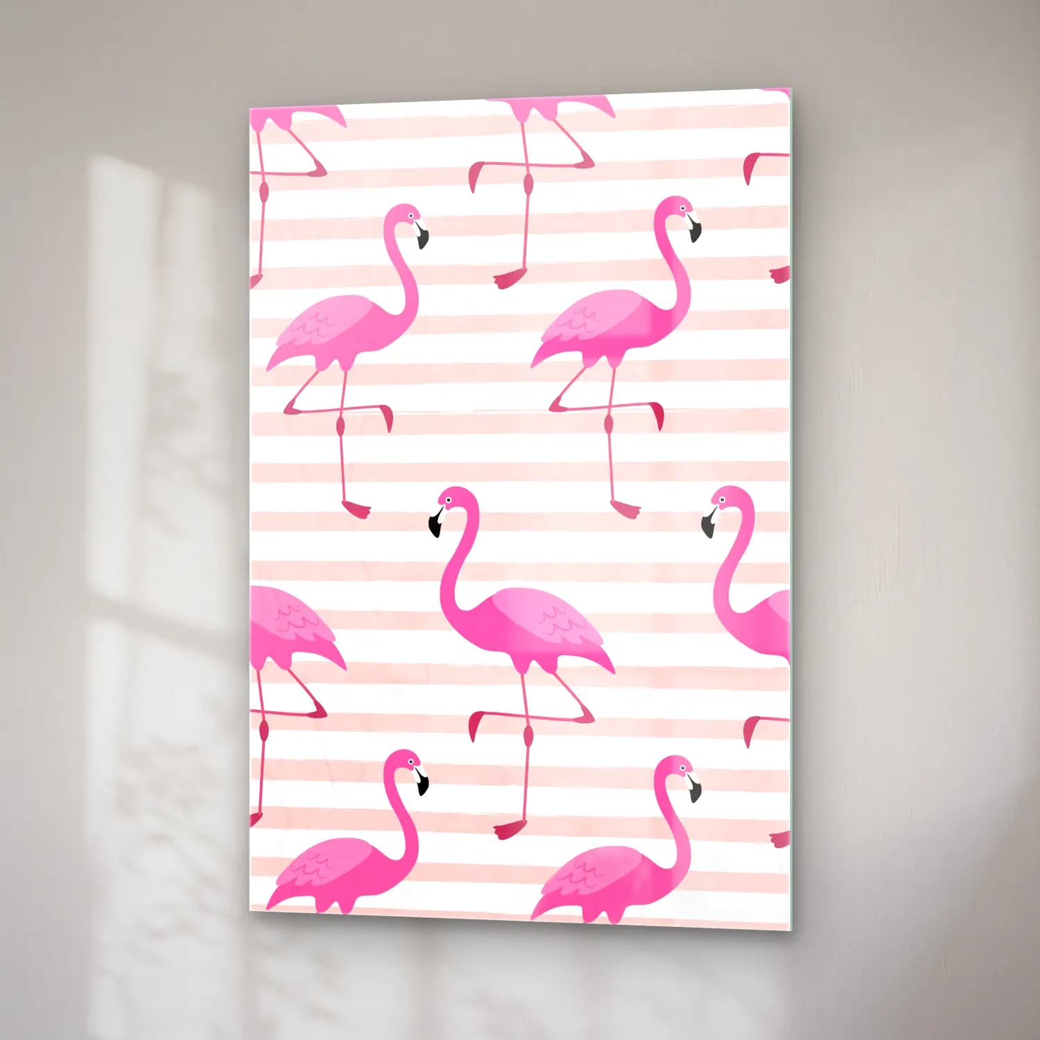 Pastel Flamingo No. 6 cam tablo — sağ açıdan görünüm