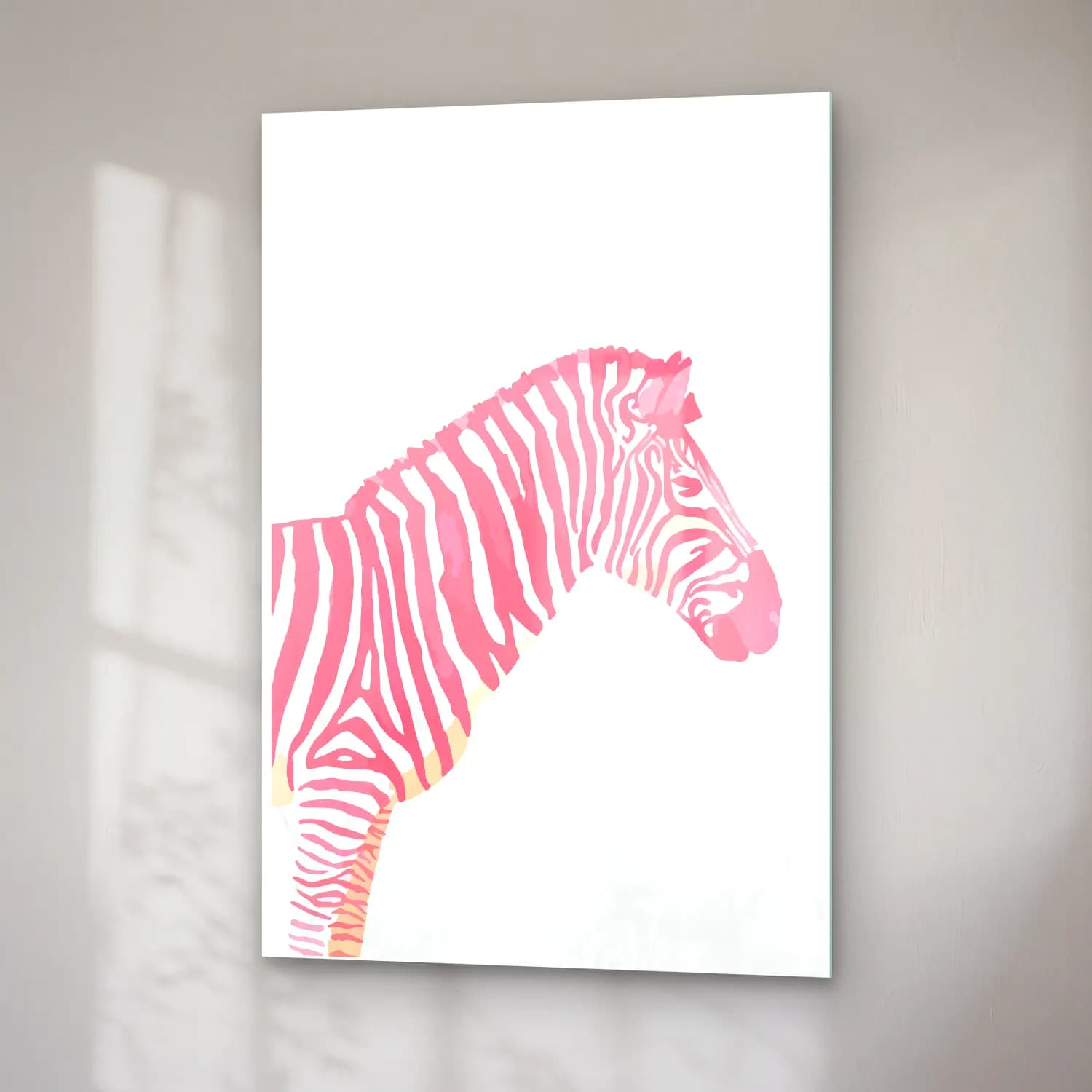 Pastel Zebra cam tablo — sağ açıdan görünüm