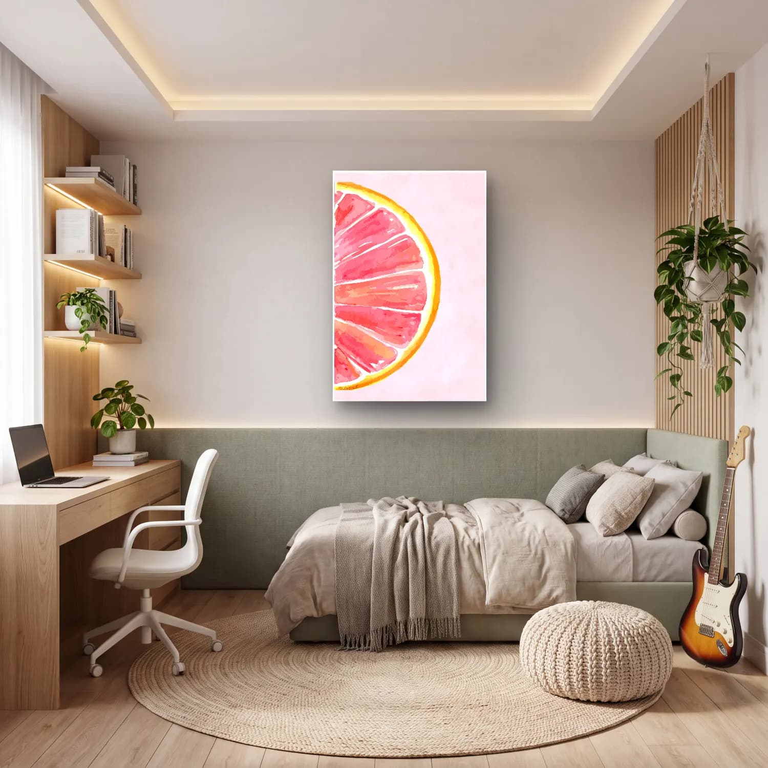 Pastel Karpuz No. 7 cam tablo — genç odasında