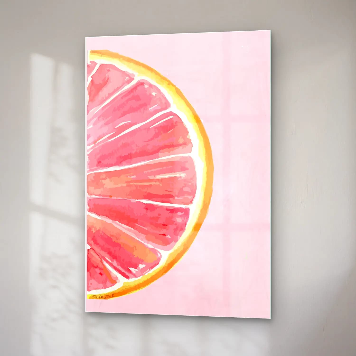 Pastel Karpuz No. 7 cam tablo — sağ açıdan görünüm