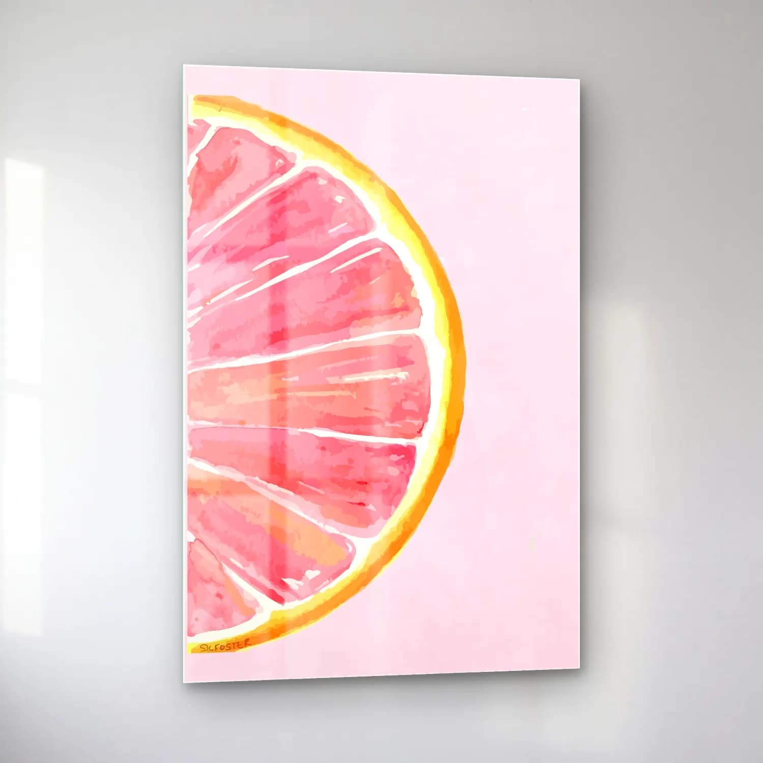 Pastel Karpuz No. 7 cam tablo — sol açıdan görünüm