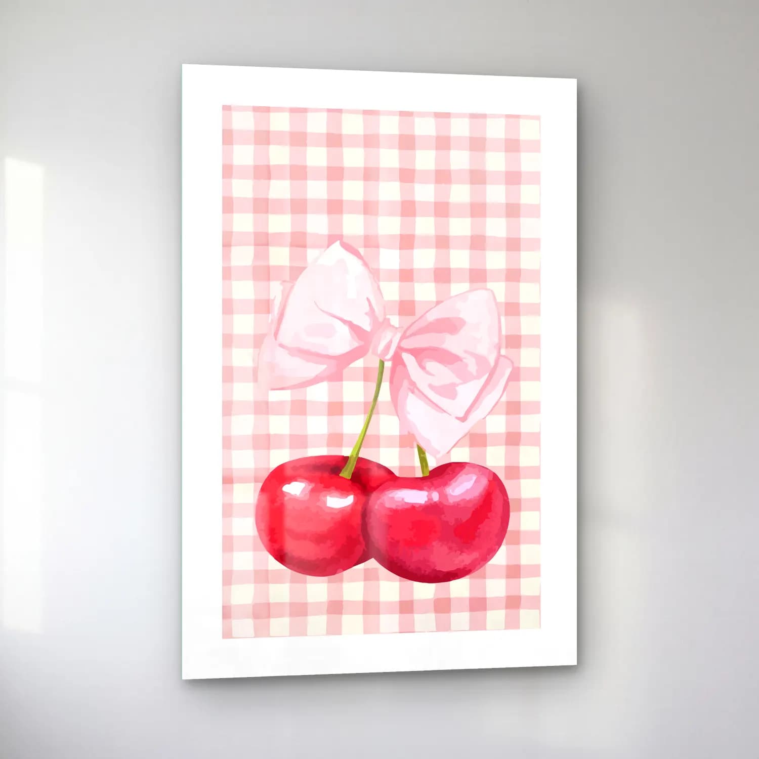 Pastel Kirazlar No. 6 cam tablo — sol açıdan görünüm