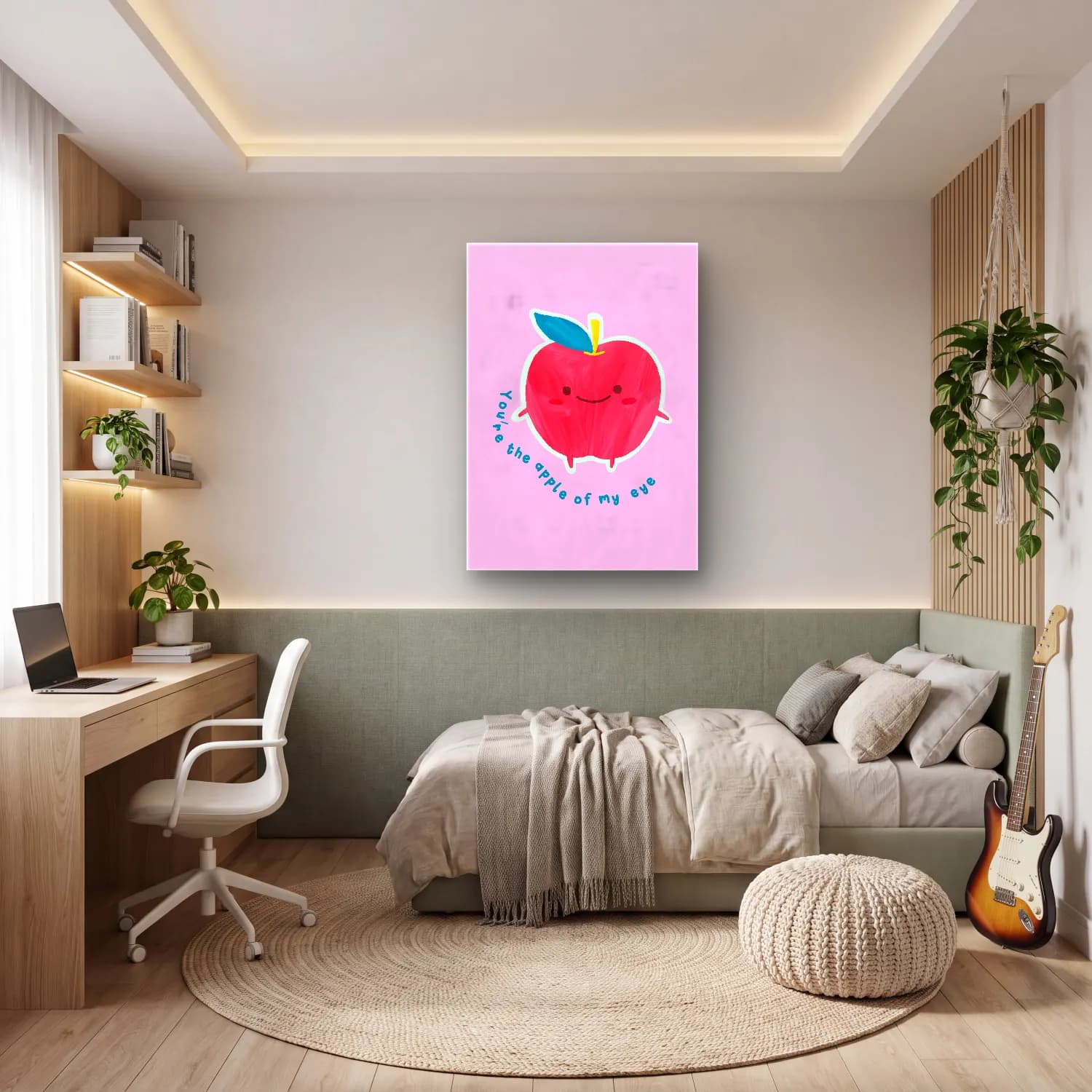 Sevimli İllüstrasyon Nar – Pembe Tonlar cam tablo — genç odasında