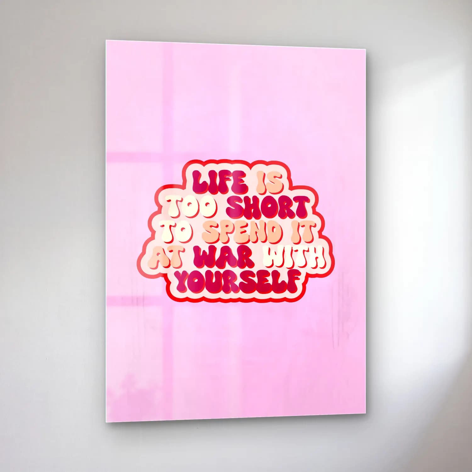 Pastel Söz Posteri No. 13 cam tablo — sol açıdan görünüm