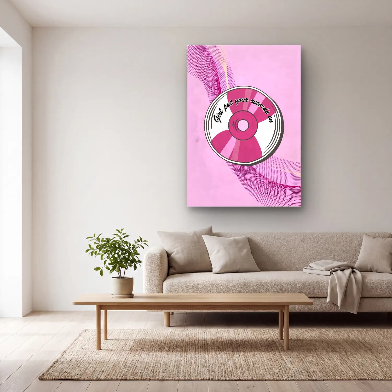 Pastel Plak – Pembe Tonlar cam tablo — açık renk salonda