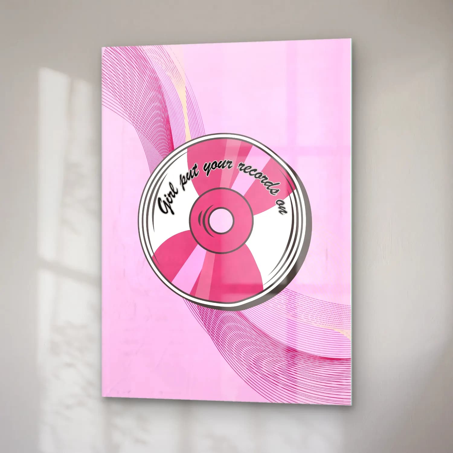 Pastel Plak – Pembe Tonlar cam tablo — sağ açıdan görünüm