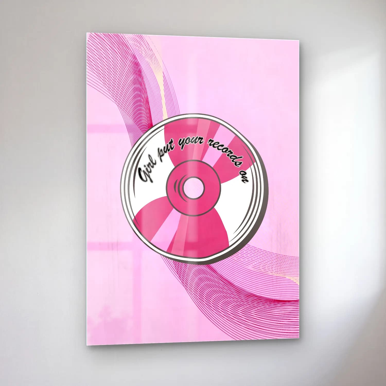 Pastel Plak – Pembe Tonlar cam tablo — sol açıdan görünüm