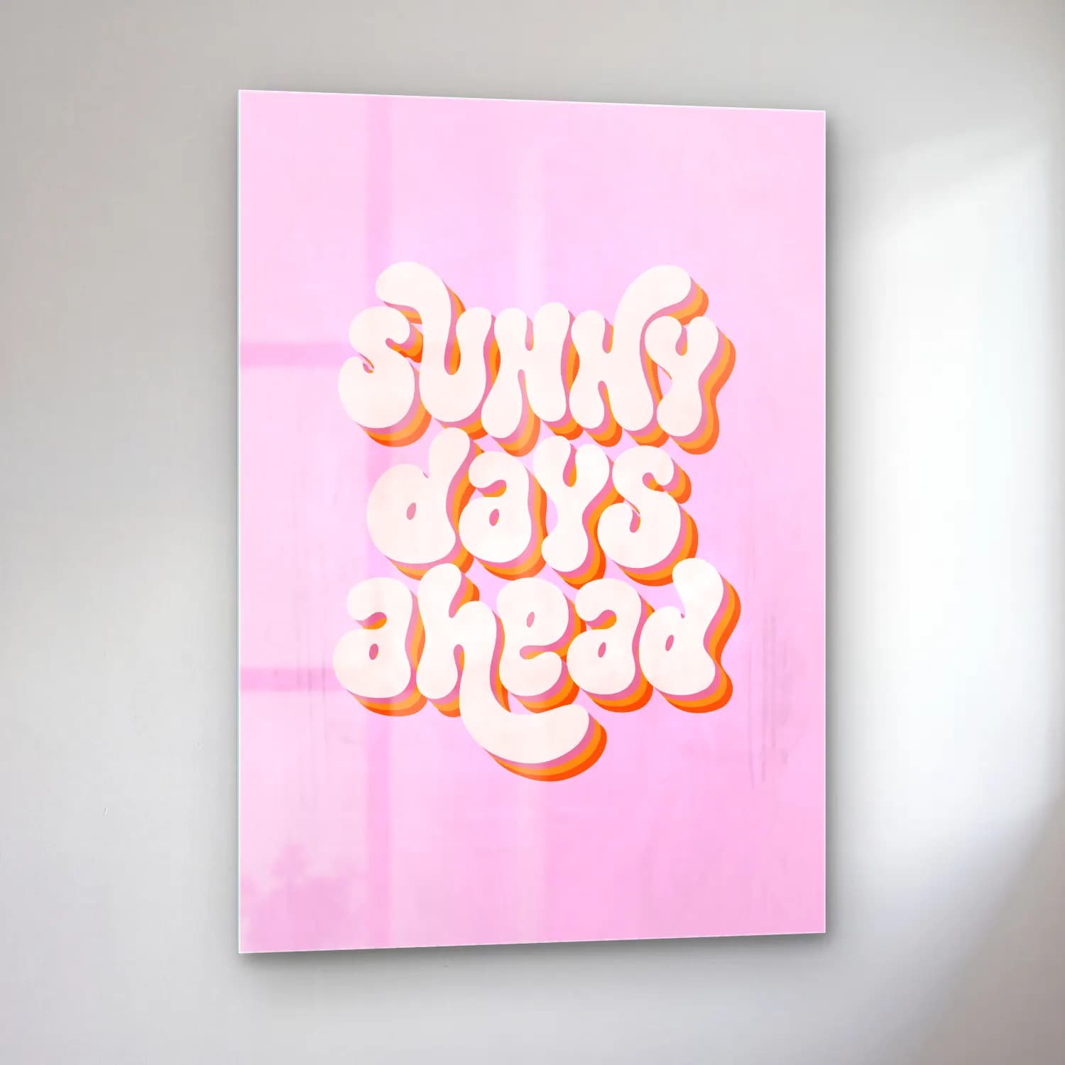 Pastel Yazılı Tasarım No. 38 cam tablo — sol açıdan görünüm