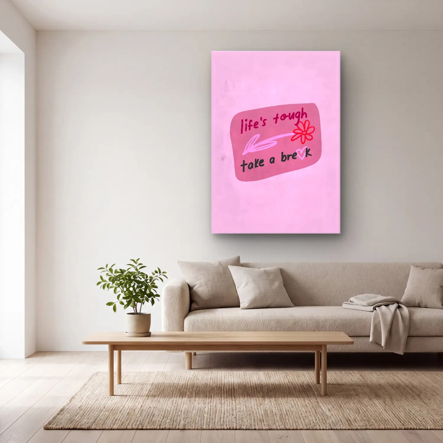 Pastel Söz Posteri No. 16 cam tablo — açık renk salonda