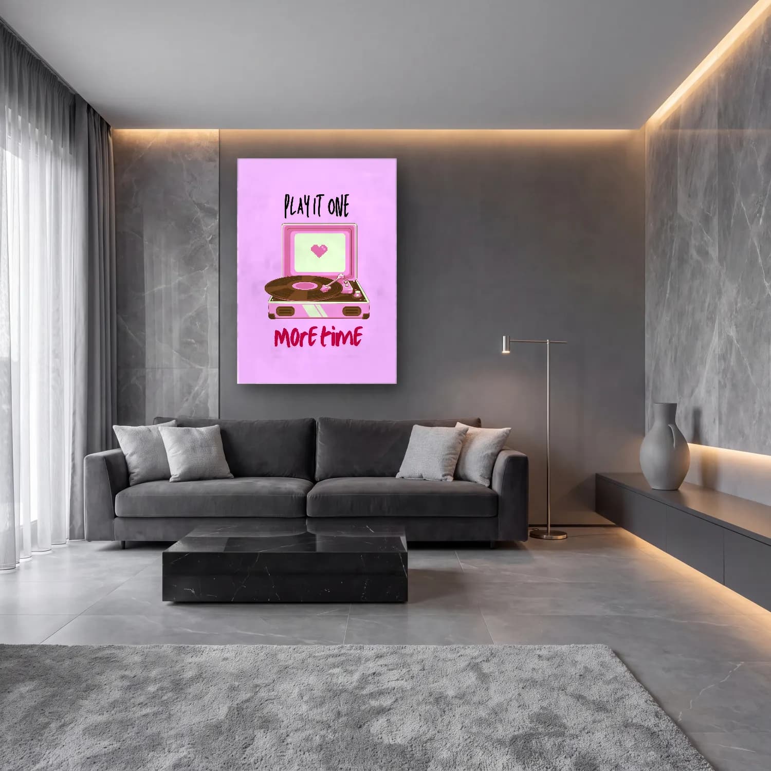 Sevimli İllüstrasyon Plak – Pembe Tonlar cam tablo — lüks salon duvarında