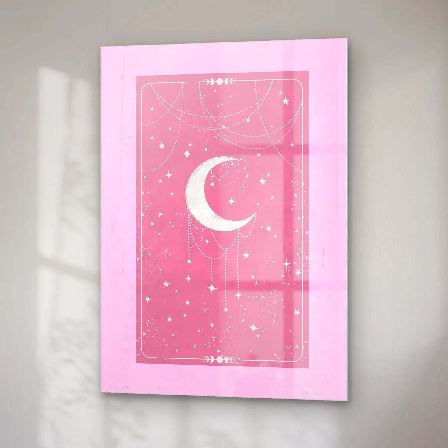 Pastel Ay ve Gece No. 9 cam tablo — sağ açıdan görünüm