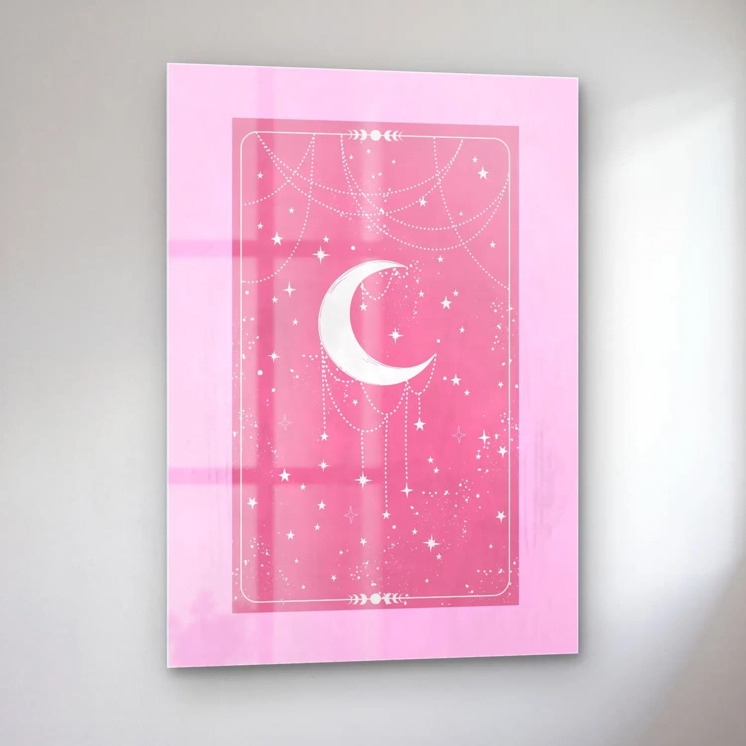 Pastel Ay ve Gece No. 9 cam tablo — sol açıdan görünüm