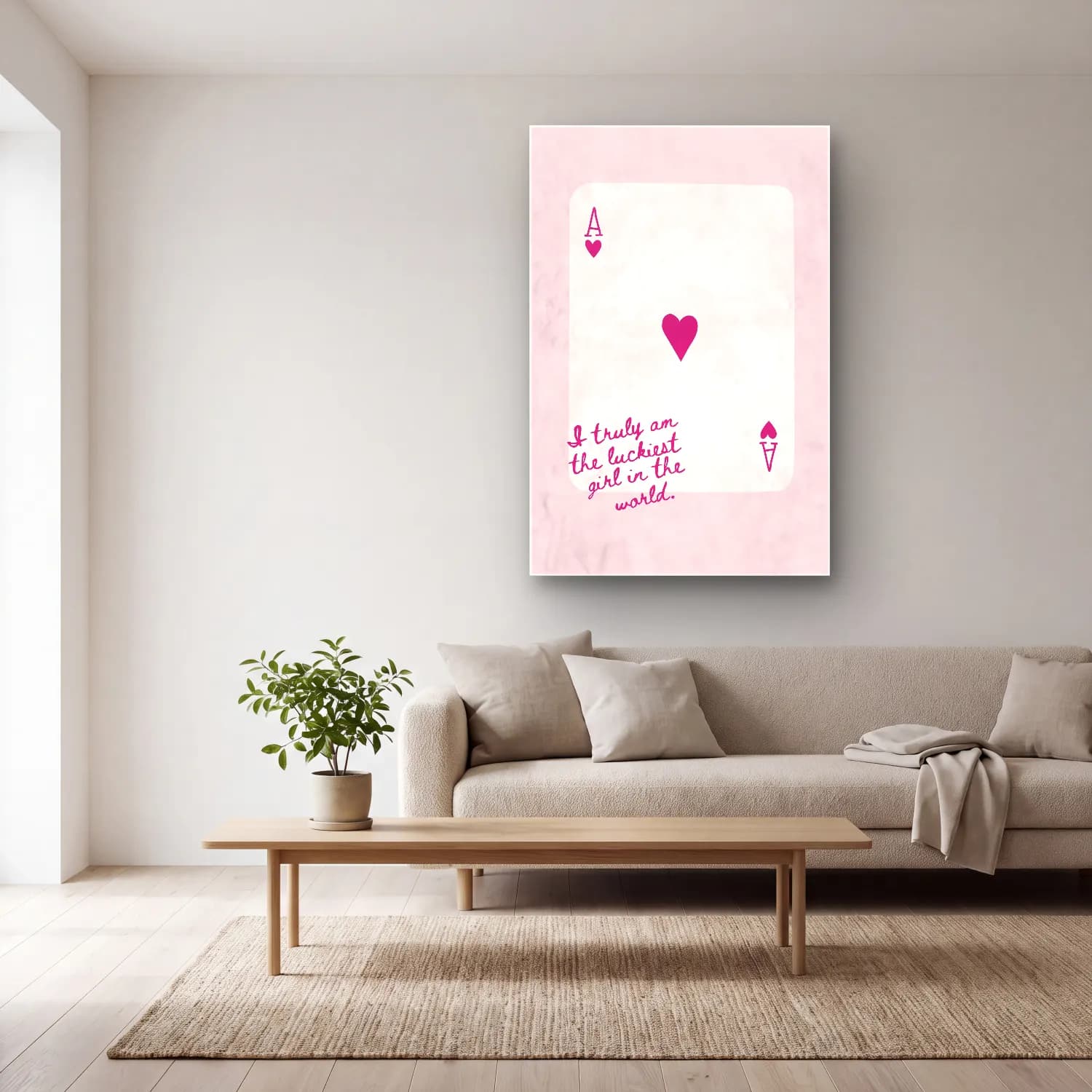 Pastel Söz Posteri No. 17 cam tablo — açık renk salonda