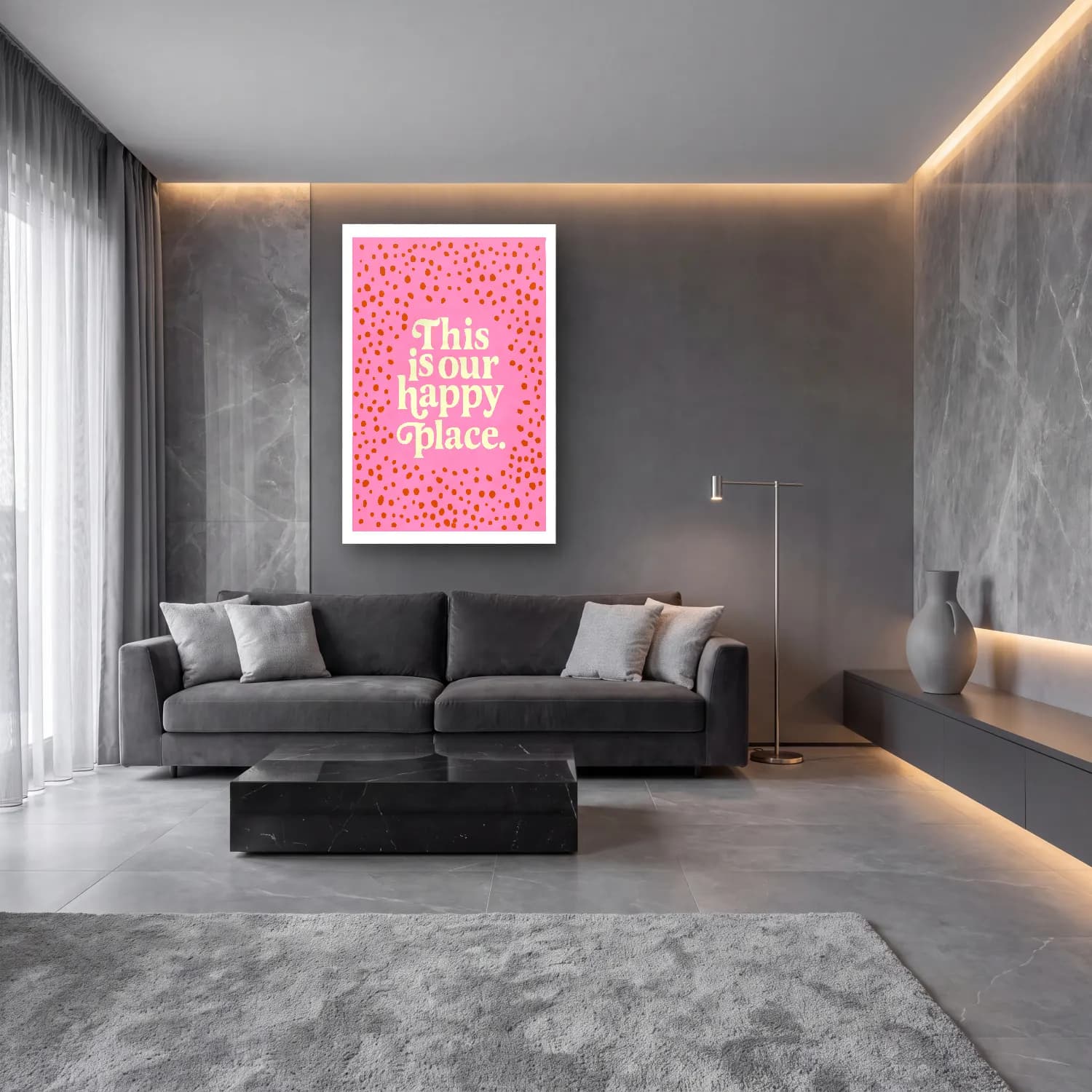 Pastel Söz Posteri No. 18 cam tablo — lüks salon duvarında