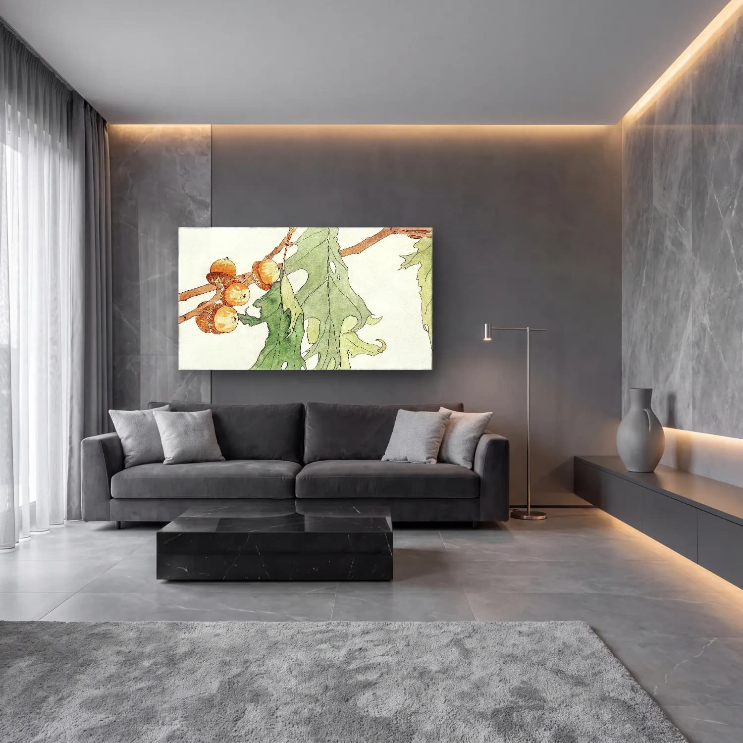 Hannah Borger Overbeck – OakAcorns cam tablo — lüks salon duvarında