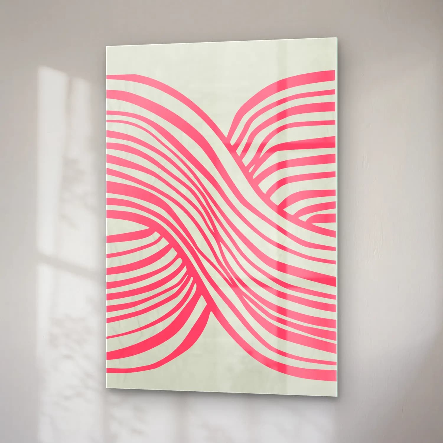 Retro Dalgalı Çizgiler No. 13 cam tablo — sağ açıdan görünüm
