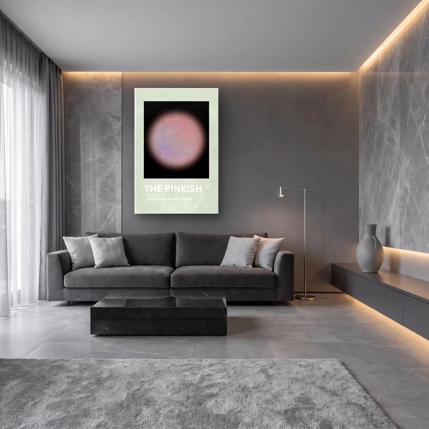 Pastel Yazılı Tasarım No. 45 cam tablo — lüks salon duvarında
