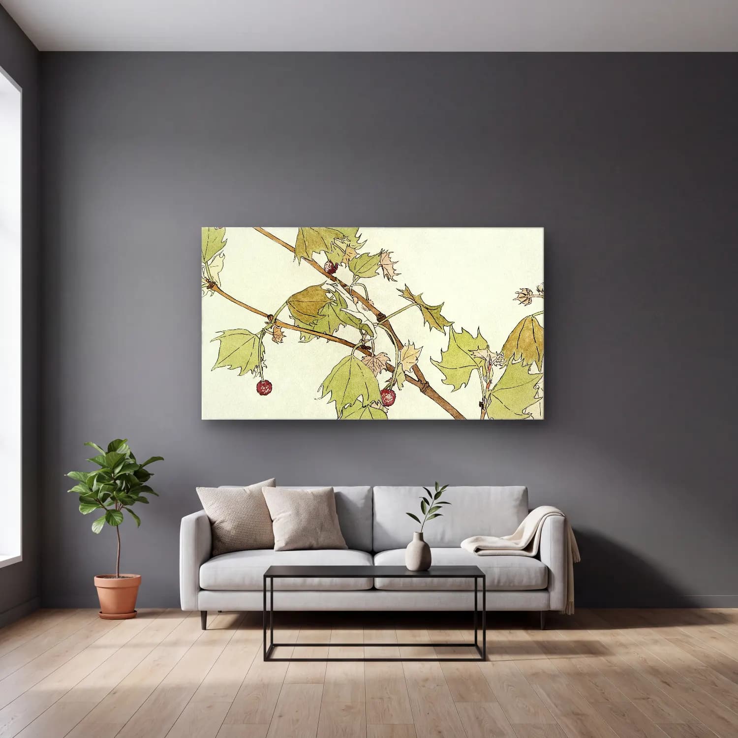 Hannah Borger Overbeck – Sycamore cam tablo — gri duvarlı salonda