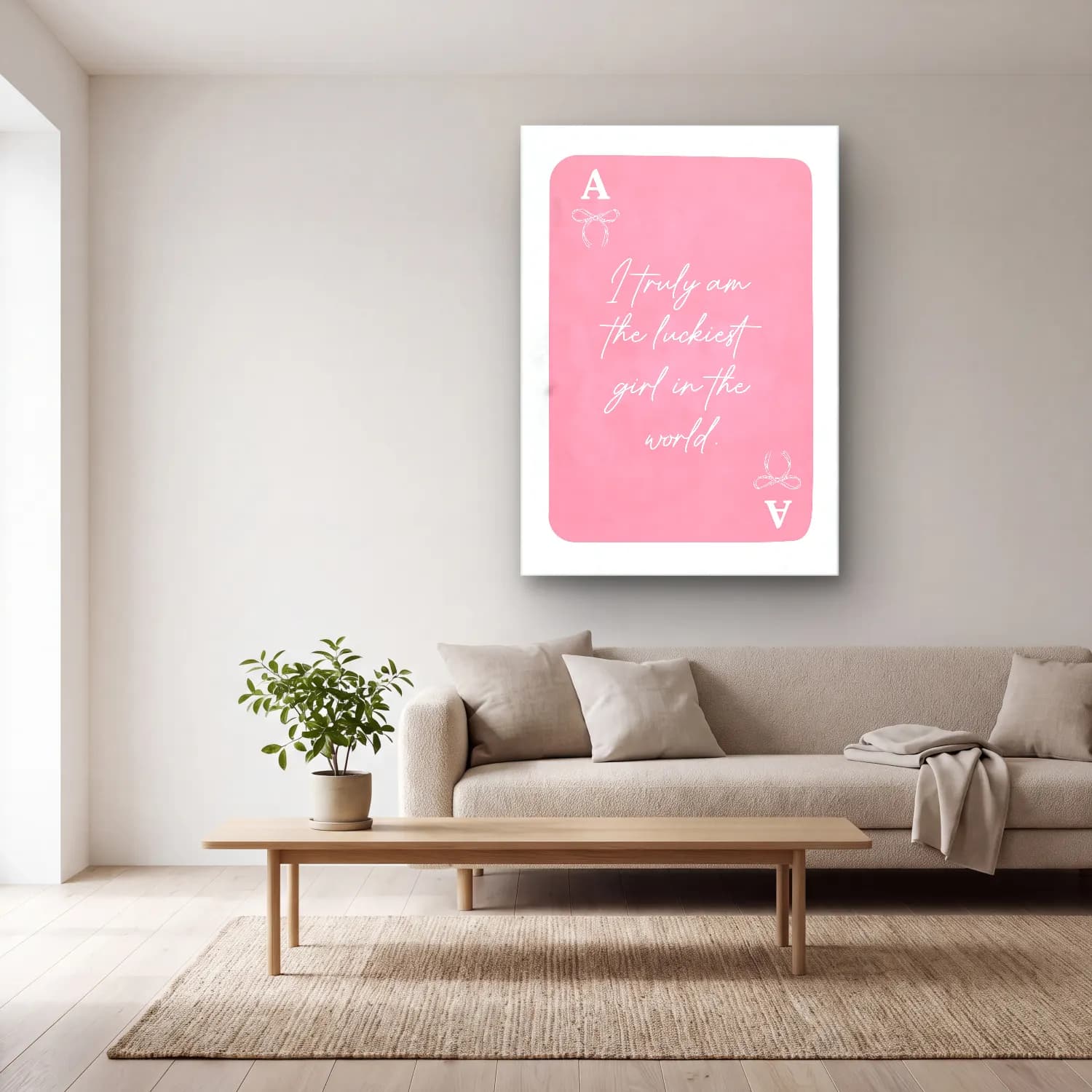 Pastel Söz Posteri No. 21 cam tablo — açık renk salonda
