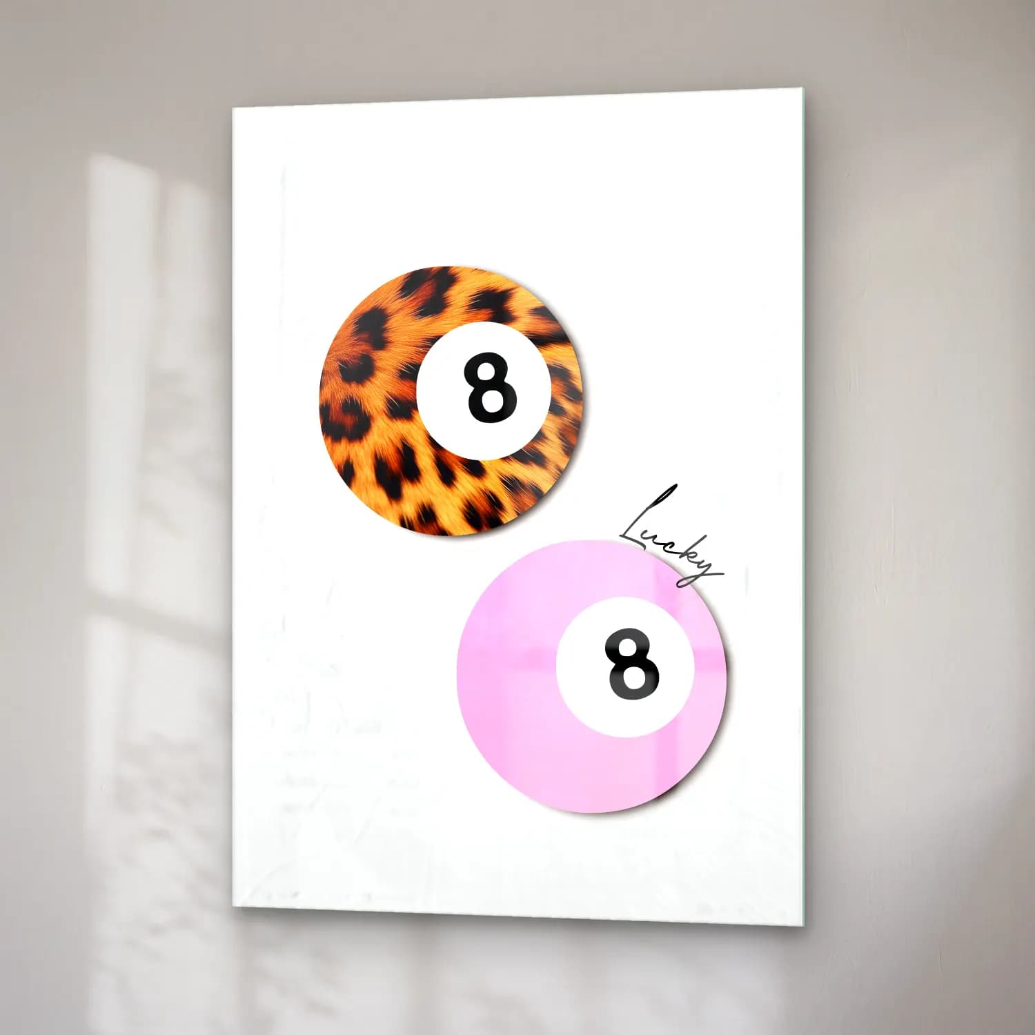 Pastel Leopar No. 5 cam tablo — sağ açıdan görünüm