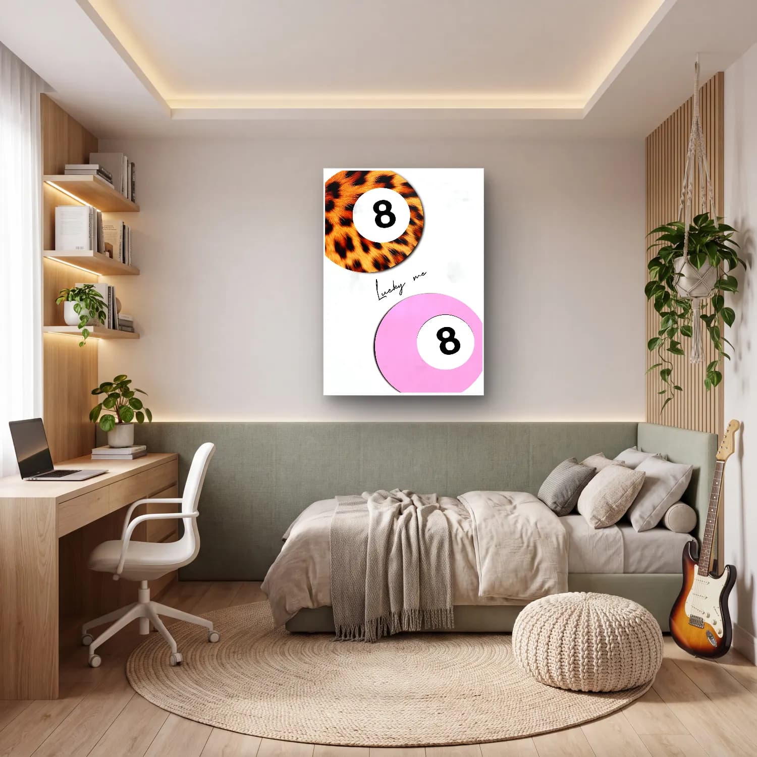 Pastel Rakamlar No. 6 cam tablo — genç odasında
