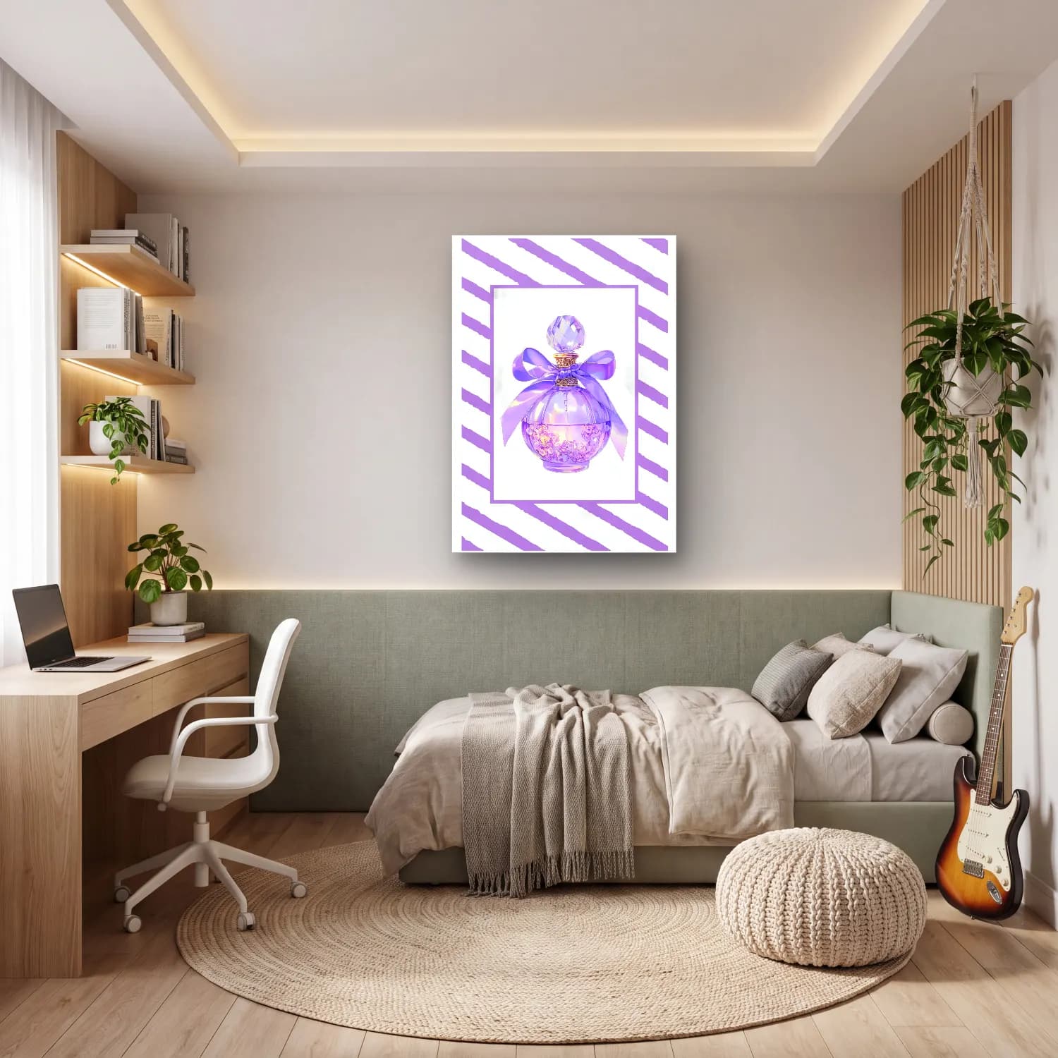 Pastel Parfüm Şişesi No. 8 cam tablo — genç odasında