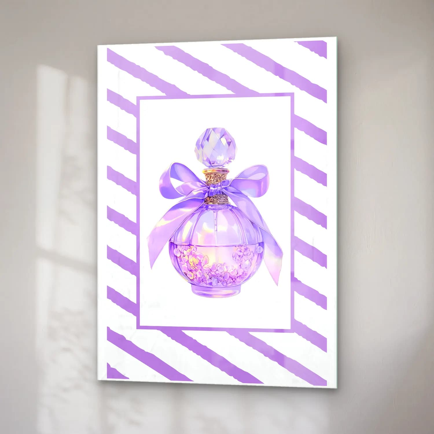 Pastel Parfüm Şişesi No. 8 cam tablo — sağ açıdan görünüm