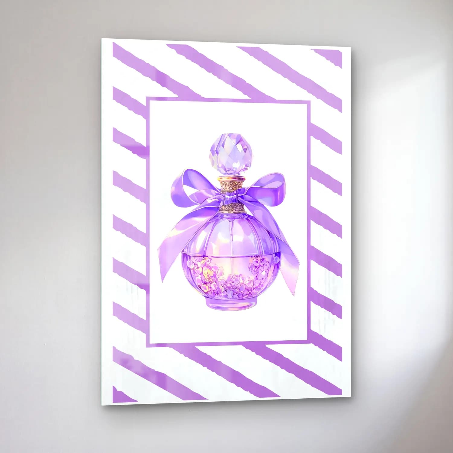 Pastel Parfüm Şişesi No. 8 cam tablo — sol açıdan görünüm