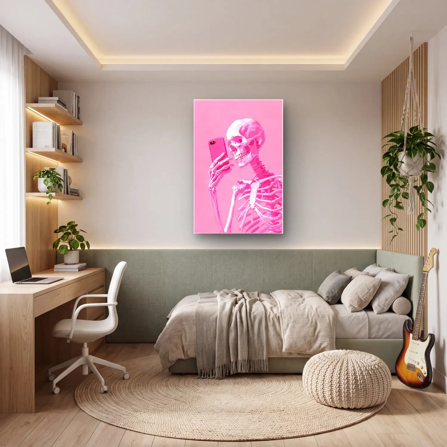 Pastel Anatomi Çizimi No. 8 cam tablo — genç odasında