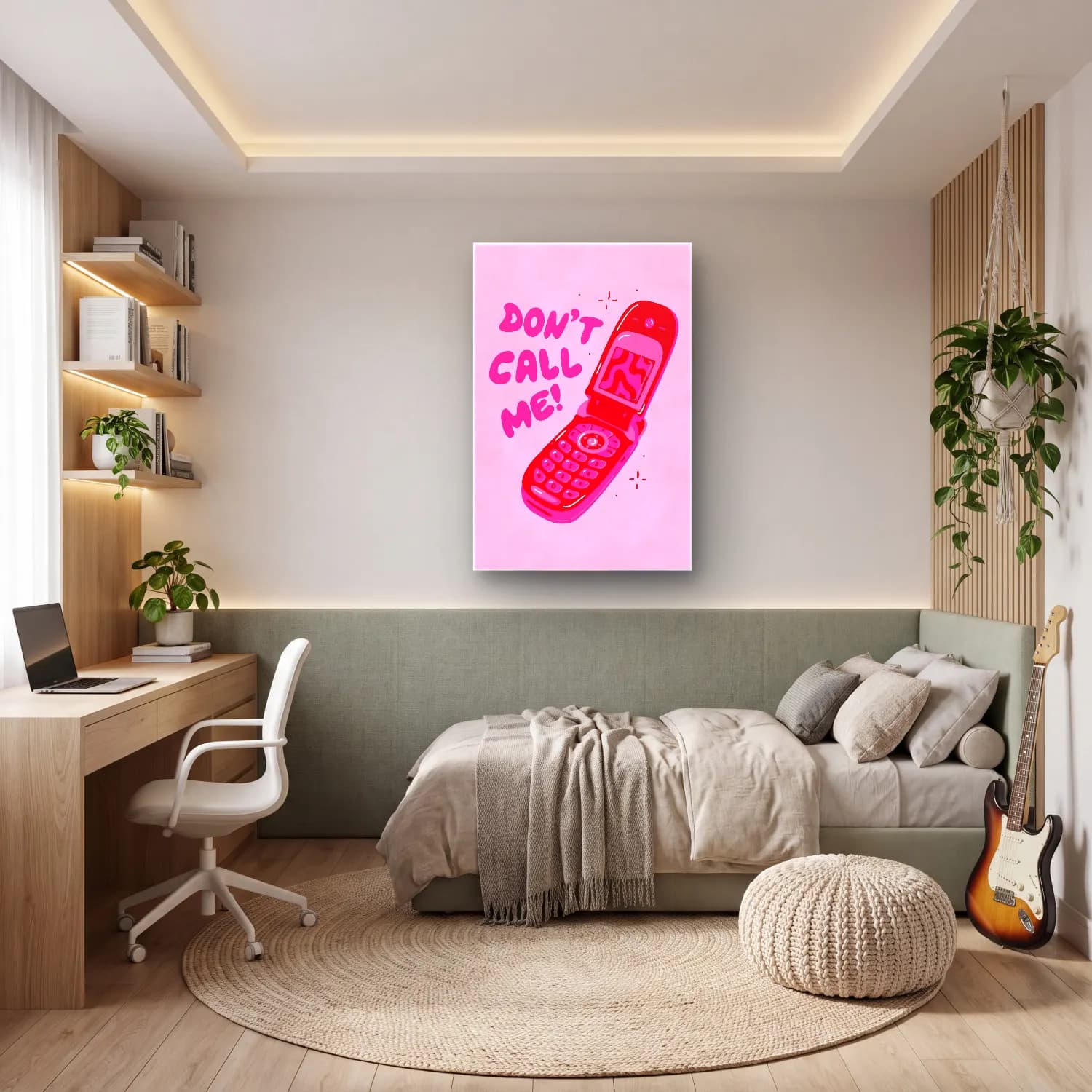 Pastel Yazılı Tasarım No. 47 cam tablo — genç odasında