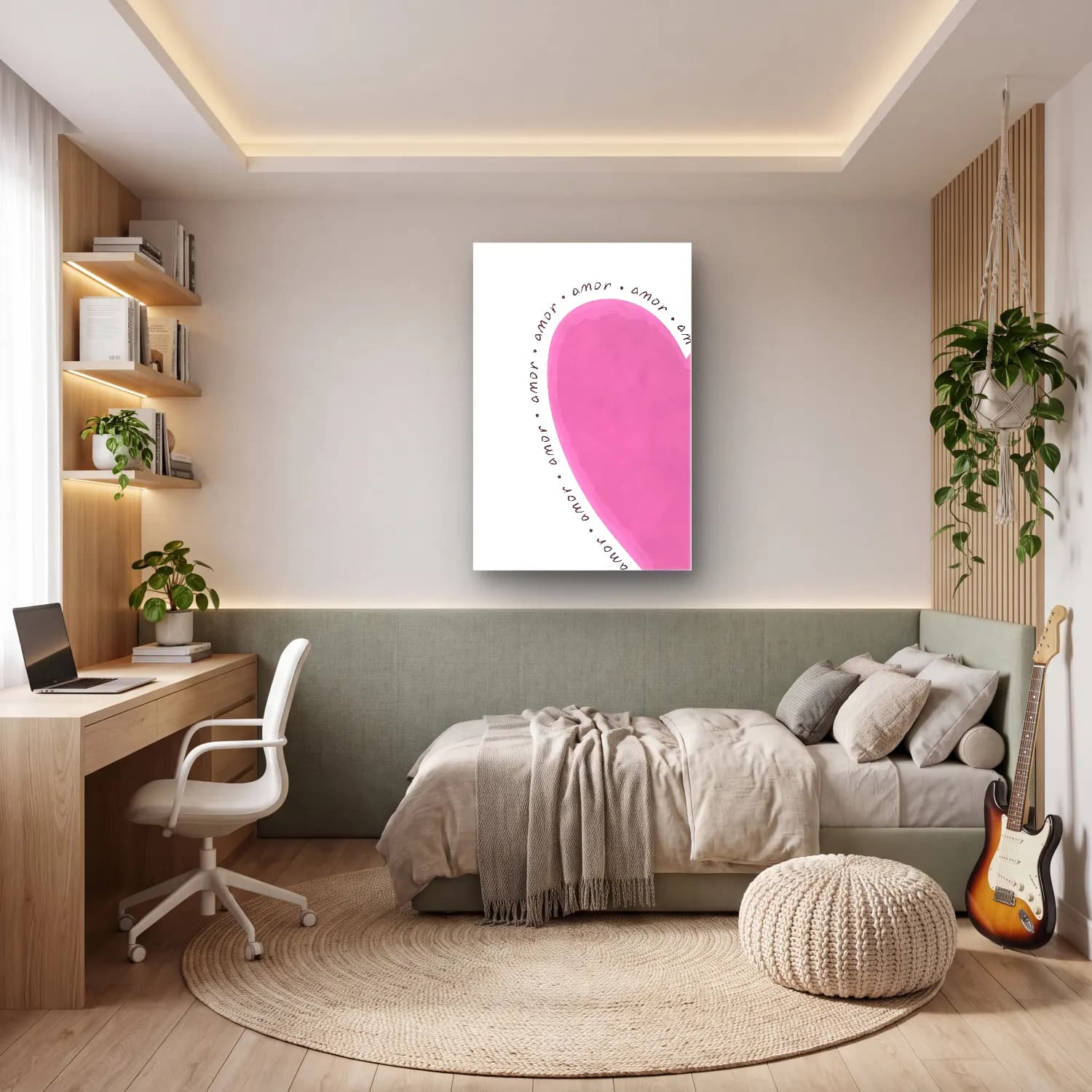 Pastel Yazılı Tasarım No. 52 cam tablo — genç odasında