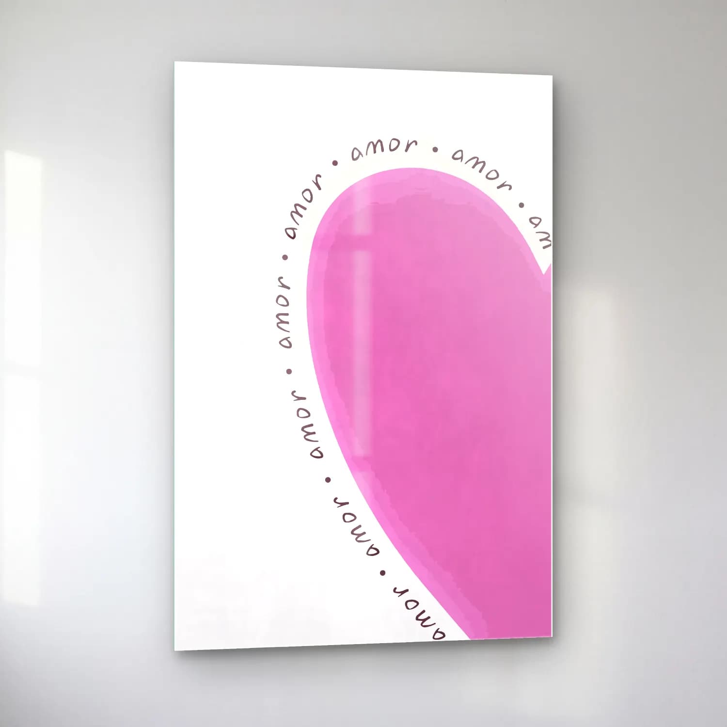 Pastel Yazılı Tasarım No. 52 cam tablo — sol açıdan görünüm