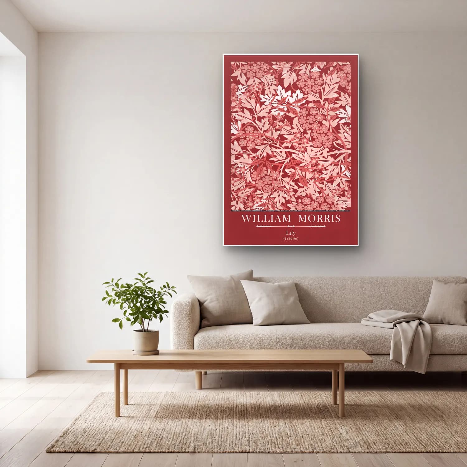 Botanik İllüstrasyon Çiçek Deseni No. 74 cam tablo — açık renk salonda