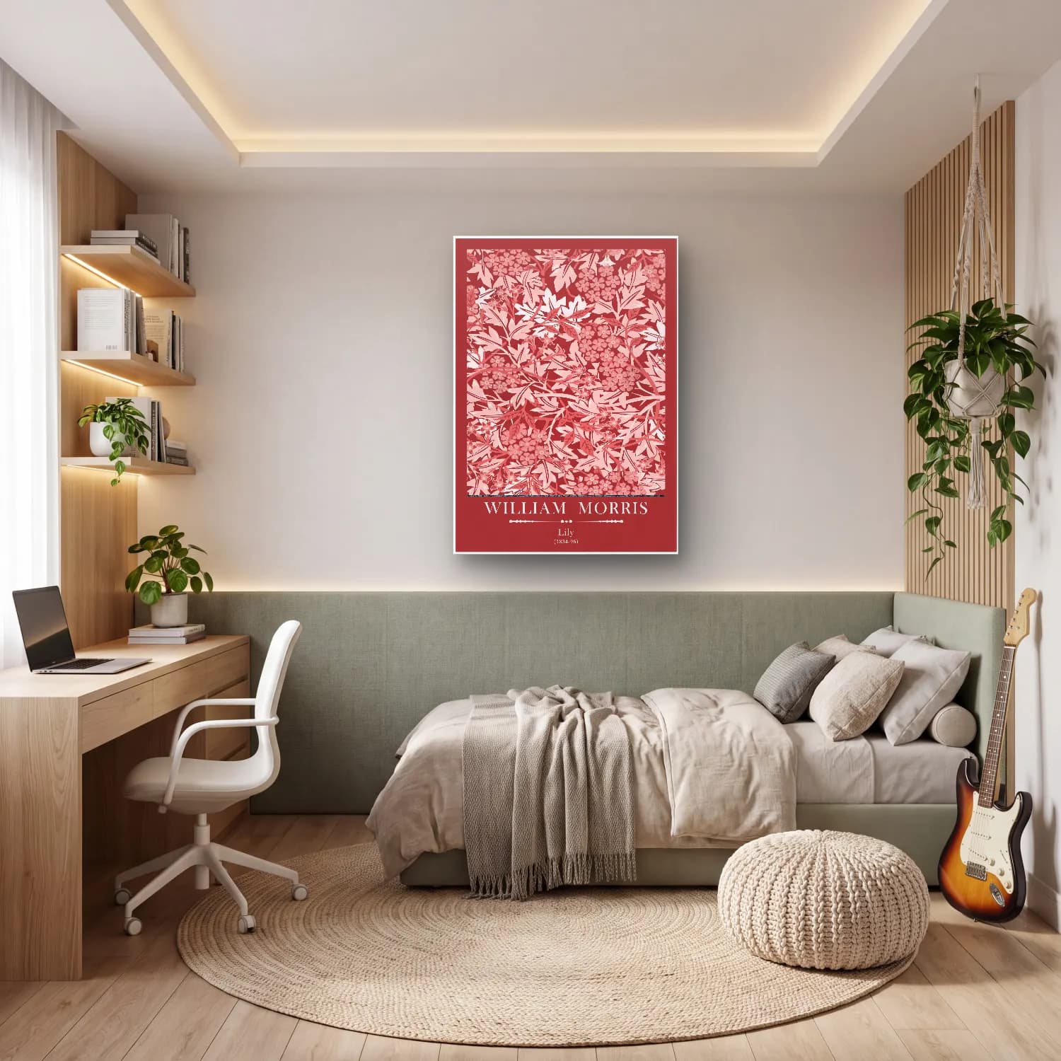 Botanik İllüstrasyon Çiçek Deseni No. 74 cam tablo — genç odasında