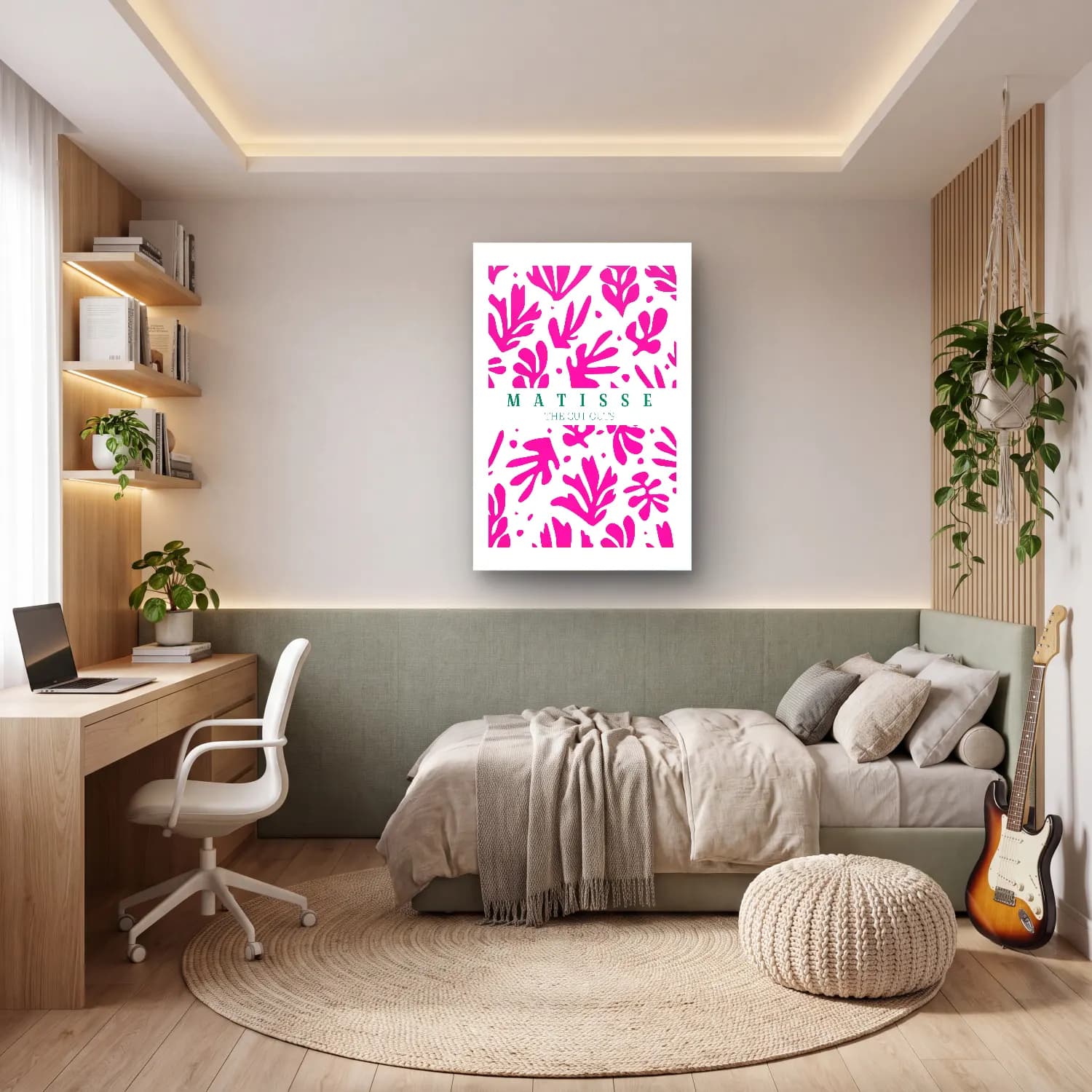 Maksimalist Çiçek Deseni No. 54 cam tablo — genç odasında