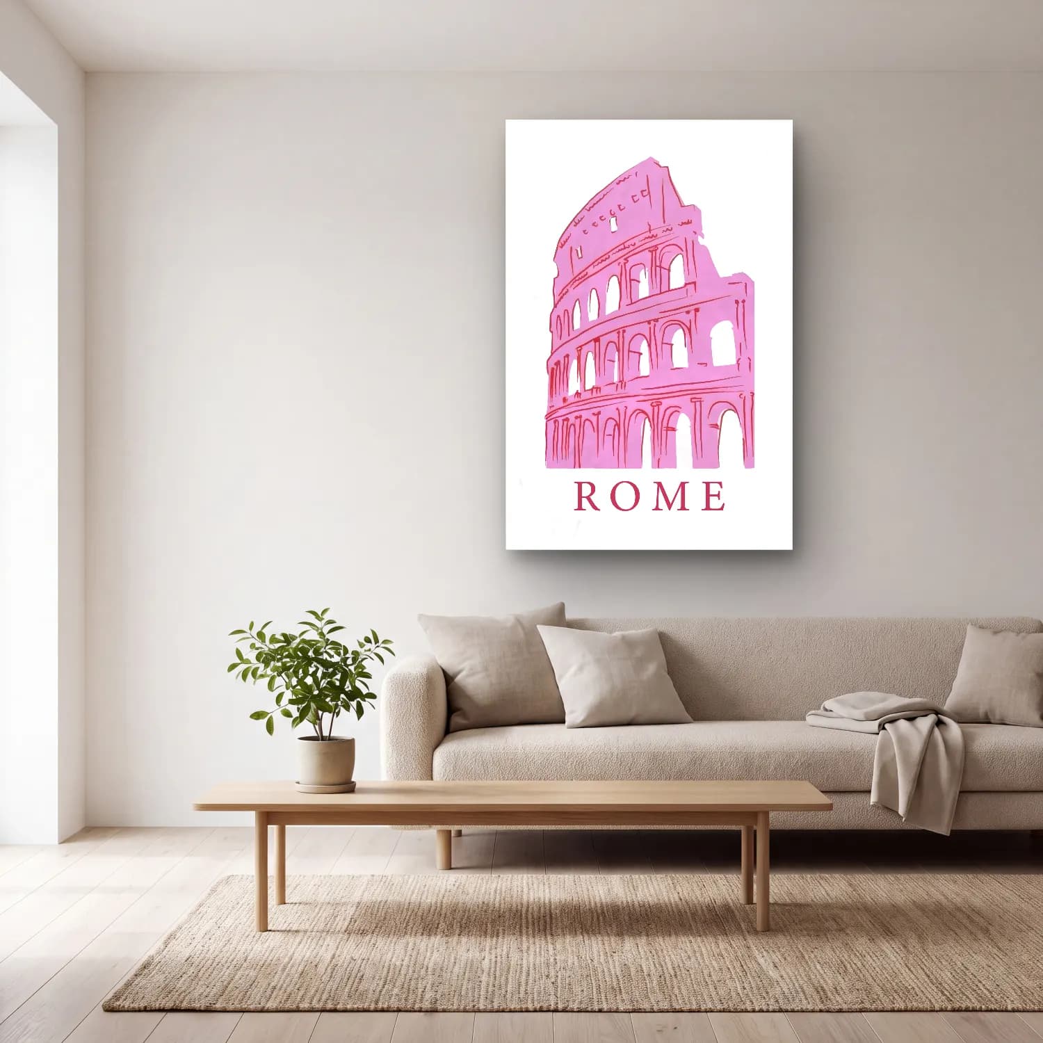 Vintage Roma – Pembe Tonlar cam tablo — açık renk salonda