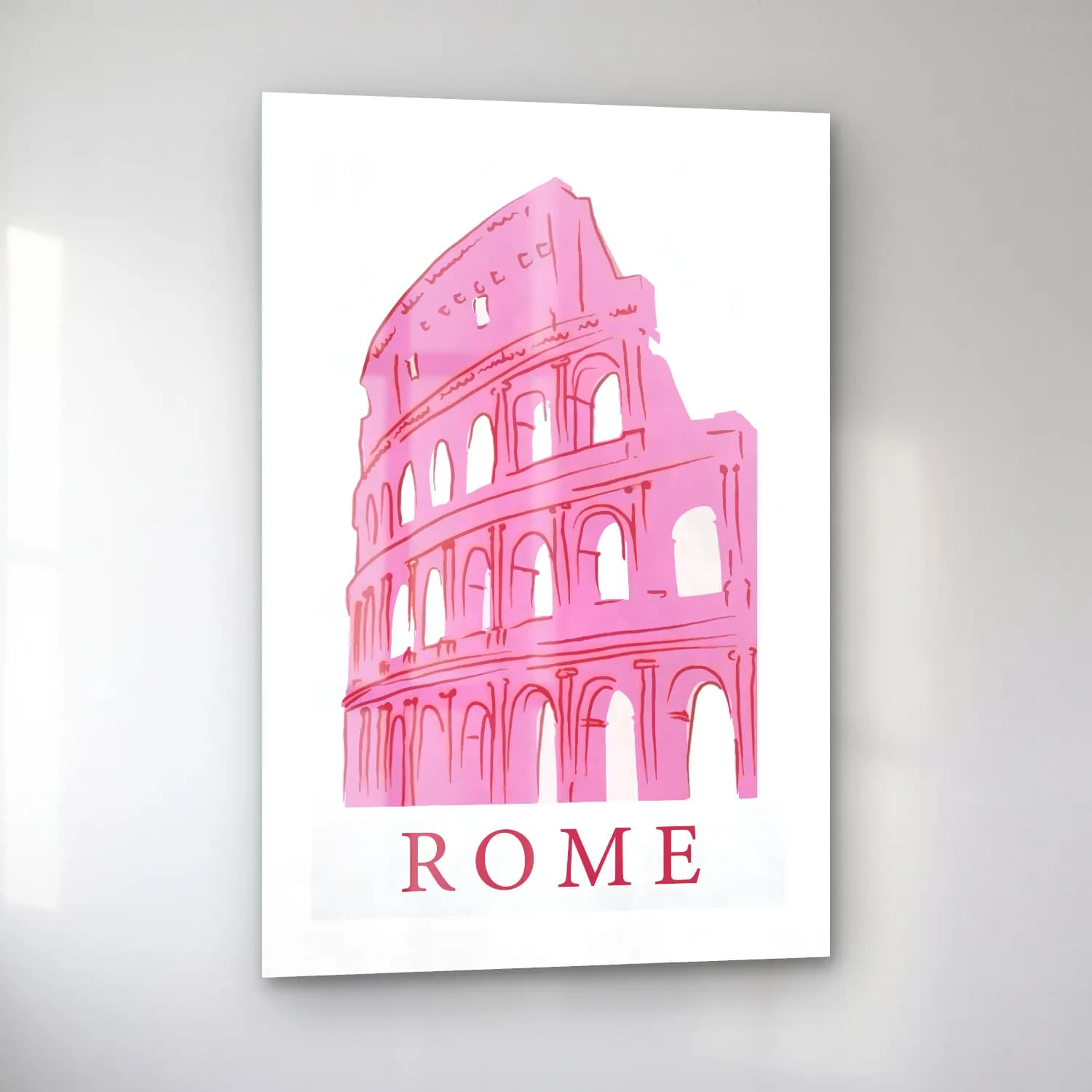 Vintage Roma – Pembe Tonlar cam tablo — sol açıdan görünüm