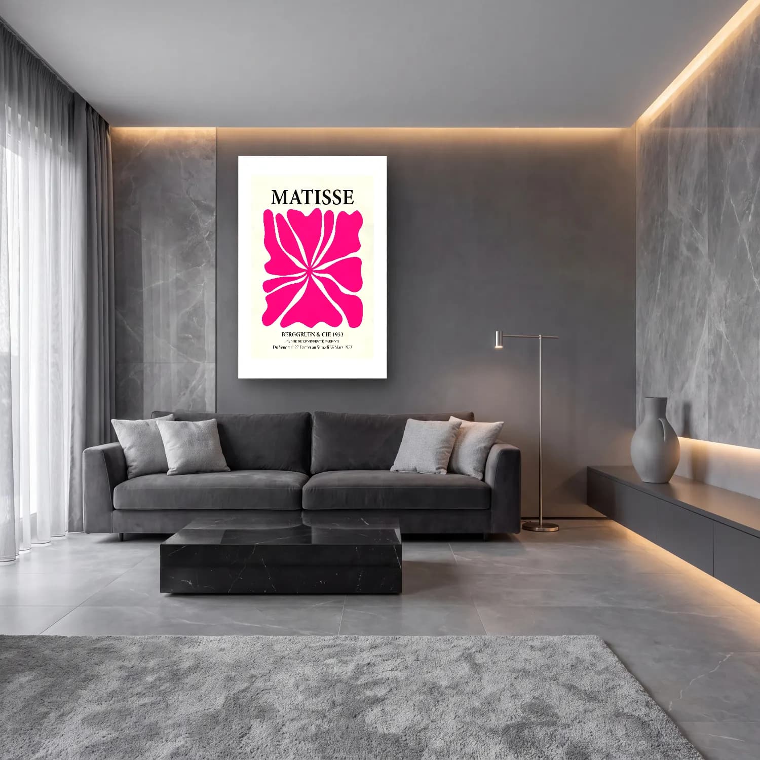 Vintage Poster Parfüm Şişesi – Pembe Tonlar cam tablo — lüks salon duvarında
