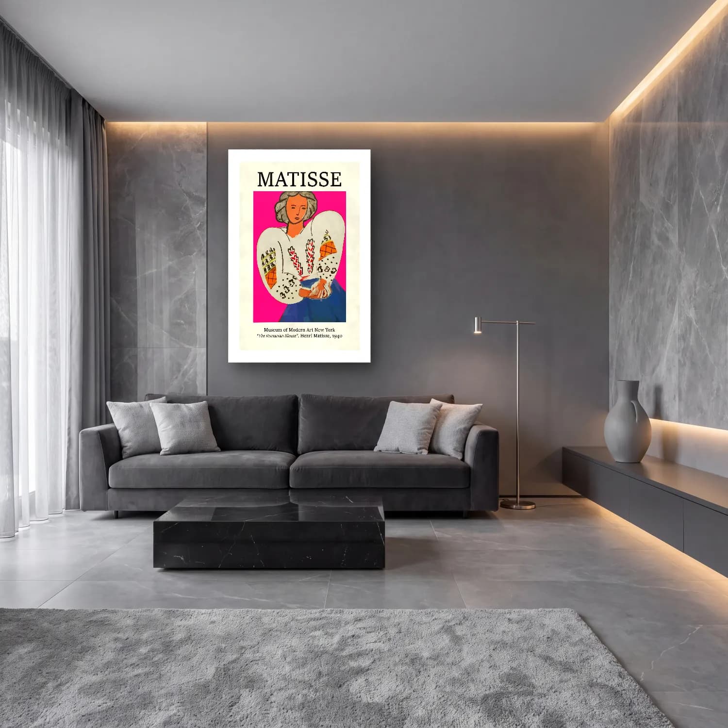 Vintage Poster Elbiseli Kadın – Pembe Tonlar cam tablo — lüks salon duvarında