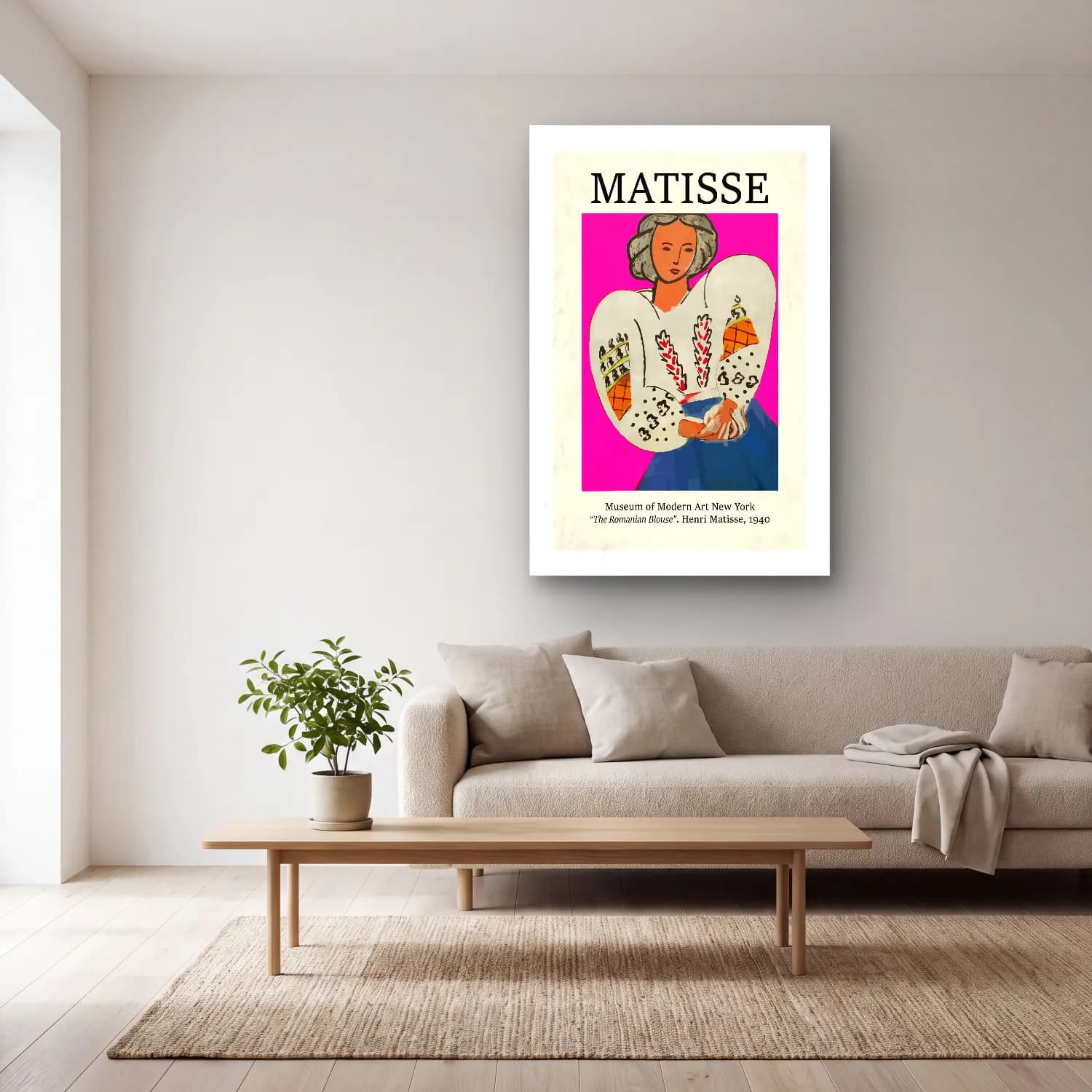 Vintage Poster Elbiseli Kadın – Pembe Tonlar cam tablo — açık renk salonda