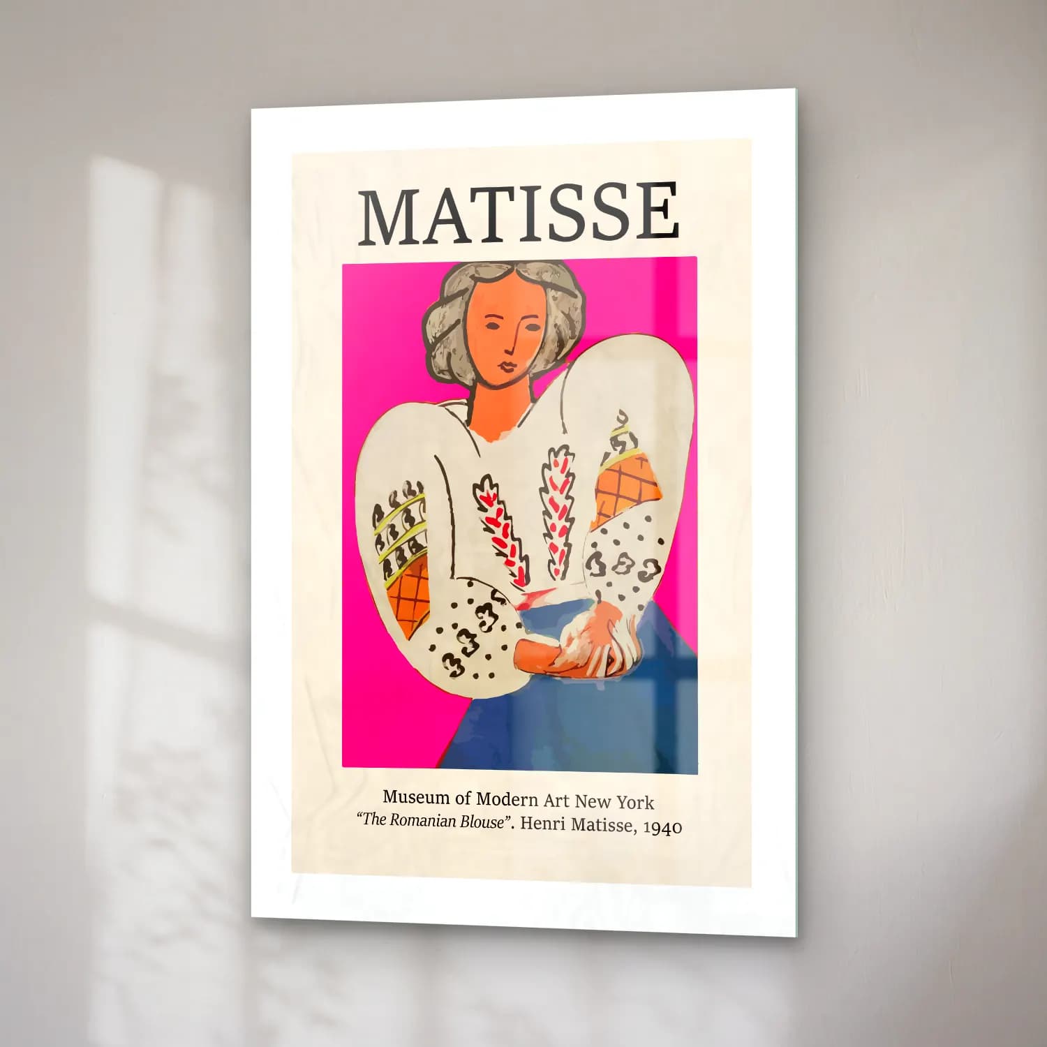 Vintage Poster Elbiseli Kadın – Pembe Tonlar cam tablo — sağ açıdan görünüm