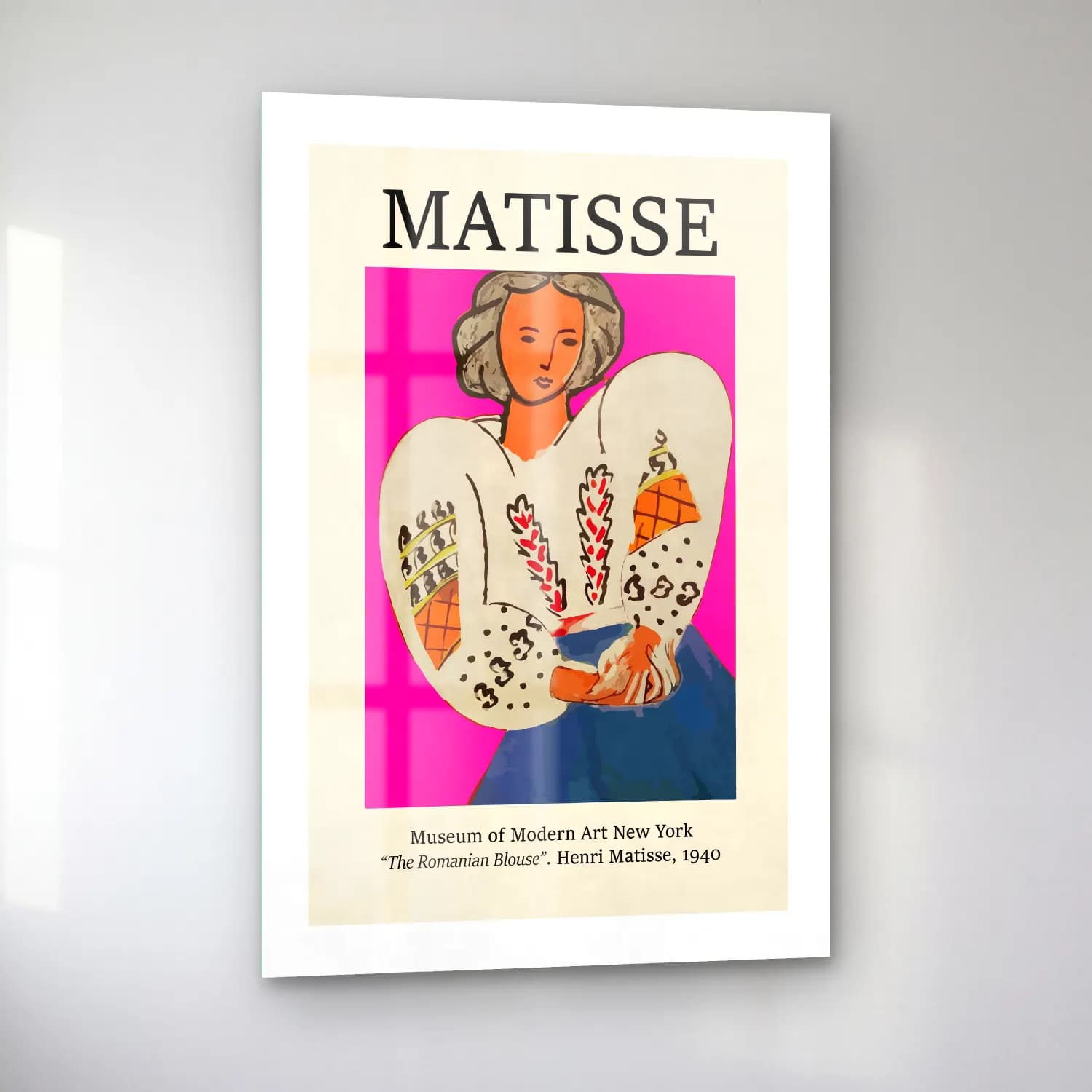 Vintage Poster Elbiseli Kadın – Pembe Tonlar cam tablo — sol açıdan görünüm