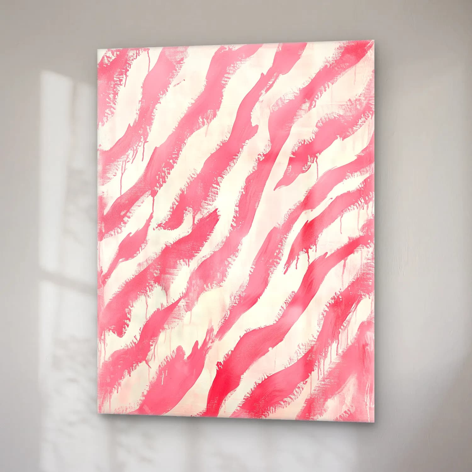 Boho Zebra – Pembe Tonlar cam tablo — sağ açıdan görünüm