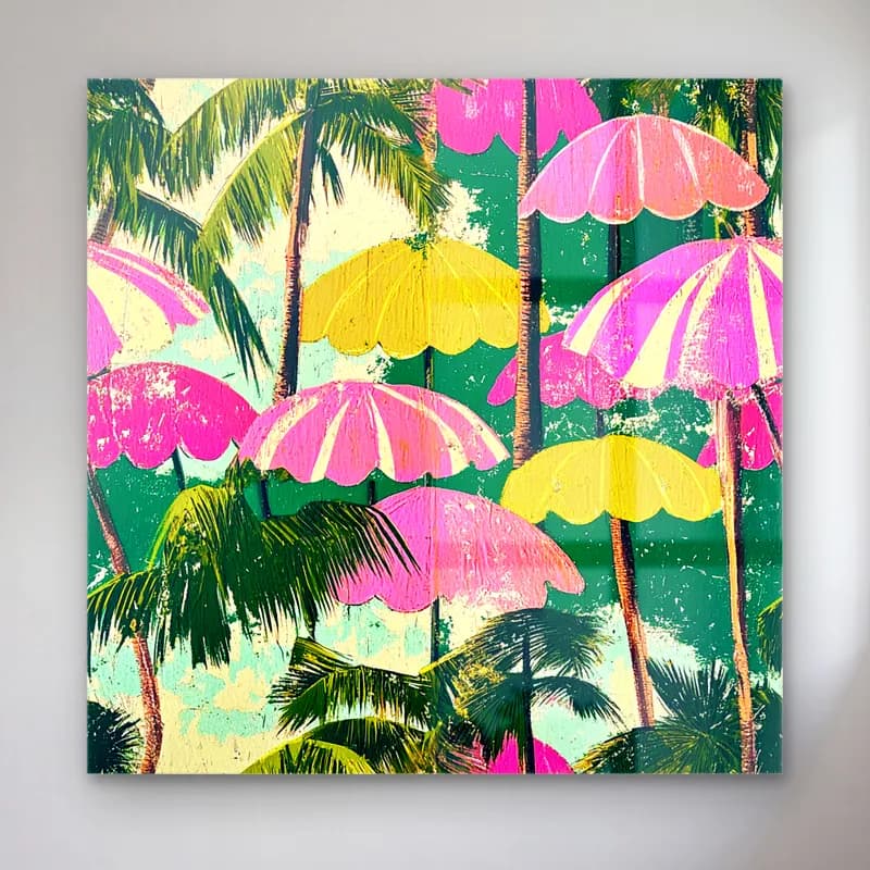 Pastel Palmiyeli Tropik Sahil No. 9 cam tablo — Pastel Palmiyeli Tropik Sahil No. 9 — pastel palmiyeli tropik sahil