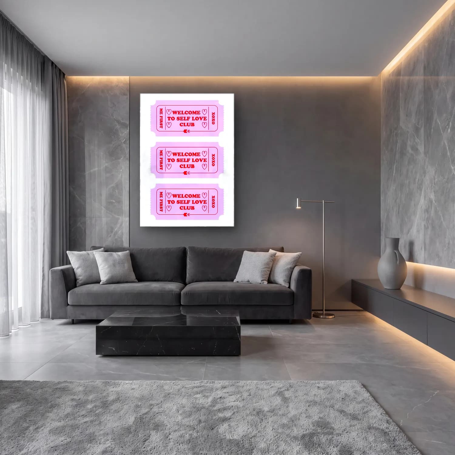 Pastel Söz Posteri No. 14 cam tablo — lüks salon duvarında