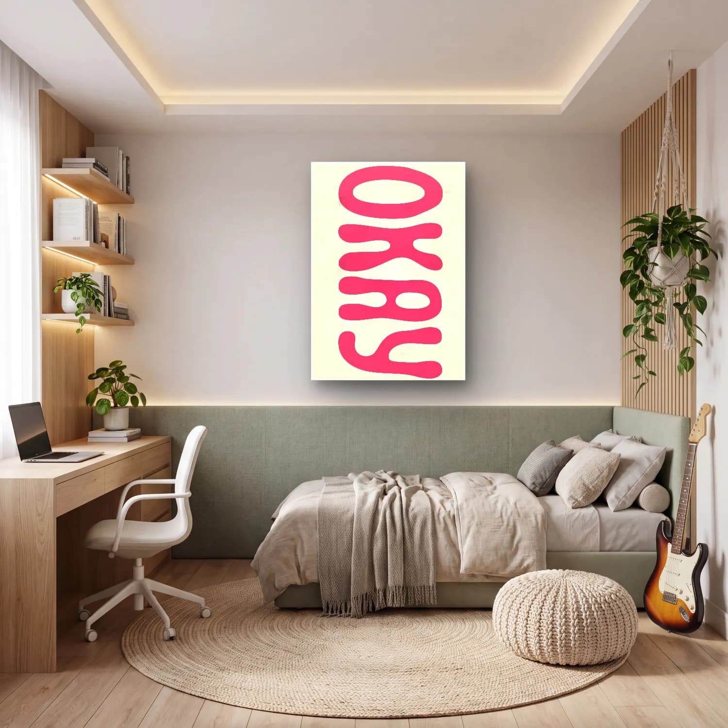 Boho Yazılı Tasarım No. 6 cam tablo — genç odasında