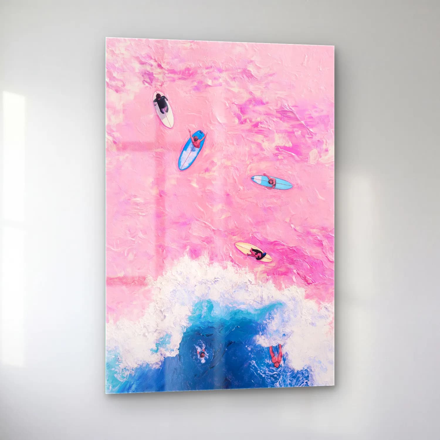 Pastel Sörf – Pembe Tonlar cam tablo — sol açıdan görünüm