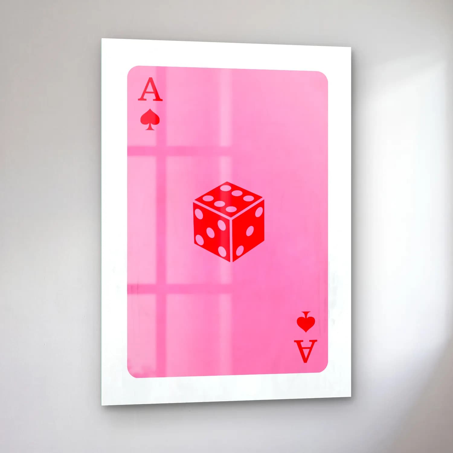 Pop Art Dama Deseni – Pembe Tonlar cam tablo — sol açıdan görünüm