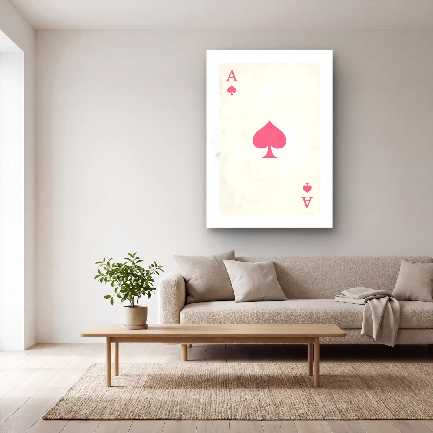 Pastel Harf Posteri No. 5 cam tablo — açık renk salonda