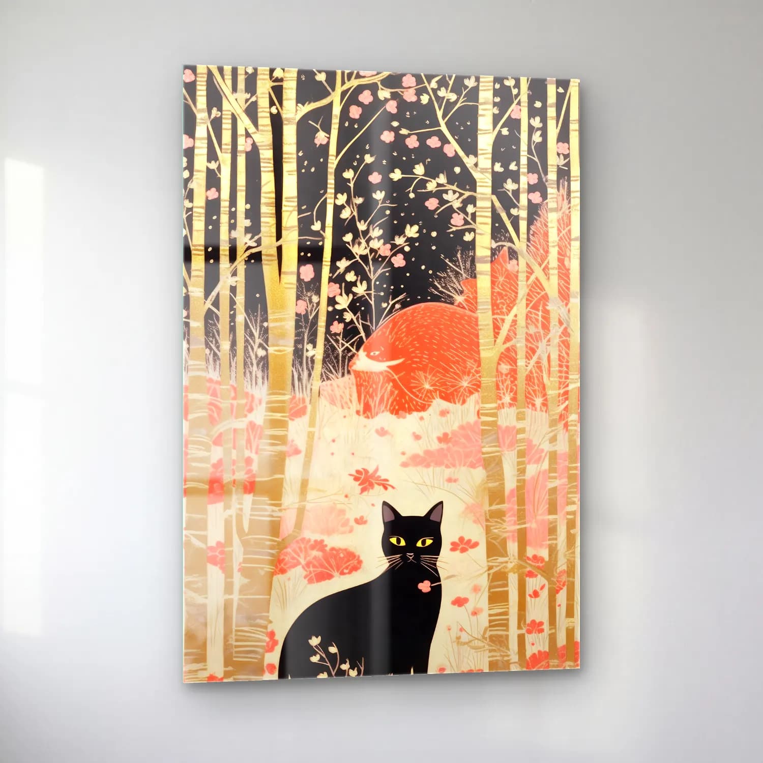 Pastel Kedi – Pembe Tonlar cam tablo — sol açıdan görünüm